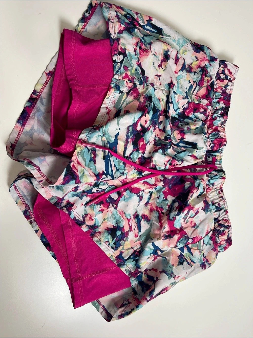 Avia Floral Athletic Shorts Pink & Blue Size Large